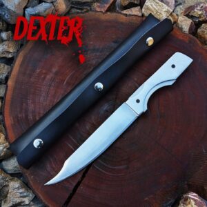 Handmade Dexter Morgan Stainless Steel Knife Replica with Leather Sheath