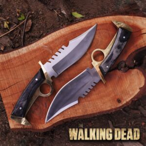 Walking Dead Knife: Replica Bowie Daryl Finger Guard Knife With Brass